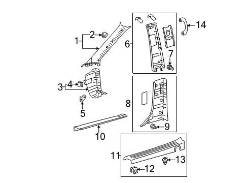2020 Toyota Sienna Interior Trim - Pillars, Rocker & Floor Diagram