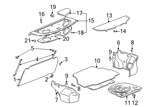 2005 Toyota Echo Interior Trim - Rear Body Diagram 1 - Thumbnail