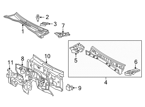 2014 Toyota Tacoma Cab Cowl Diagram