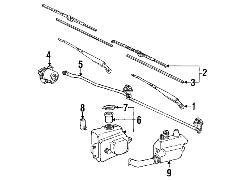 1992 Toyota Land Cruiser Wiper & Washer Components Diagram