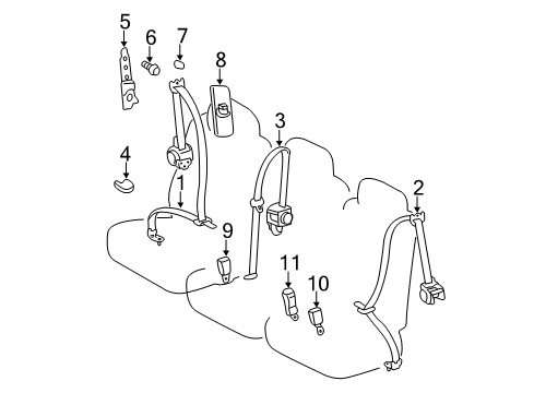 2012 Toyota Sienna Second Row Seat Belts Diagram 3 - Thumbnail
