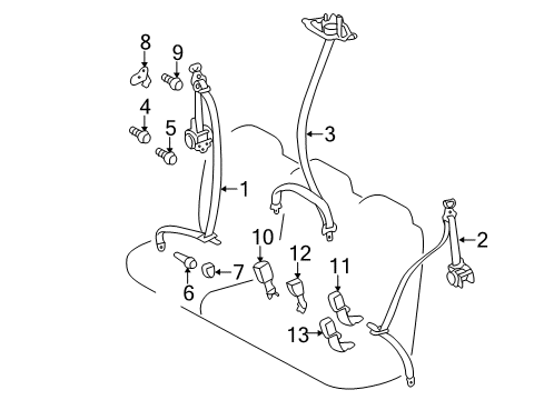 2020 Toyota Sienna Third Row Seat Belts Diagram
