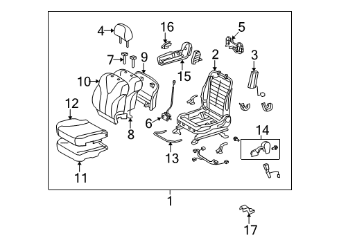 2014 Toyota Venza Passenger Seat Components Diagram 1 - Thumbnail
