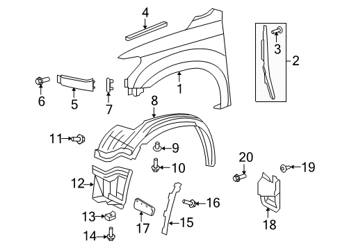 2017 Toyota Sequoia Fender & Components, Exterior Trim Diagram