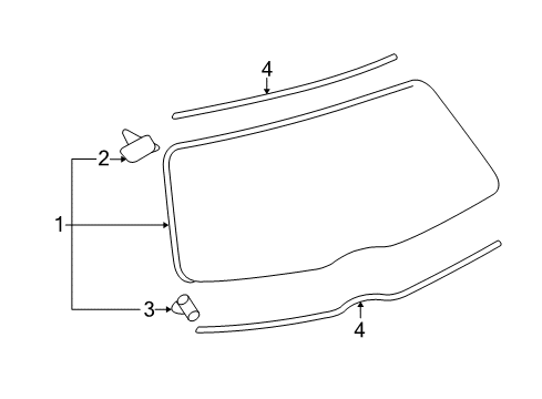 2012 Toyota Yaris Lift Gate - Glass & Hardware Diagram