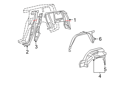 2013 Toyota FJ Cruiser Inner Structure - Quarter Panel Diagram