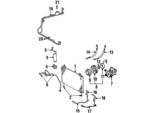 1997 Toyota Supra A/C Condenser, Compressor & Lines Diagram