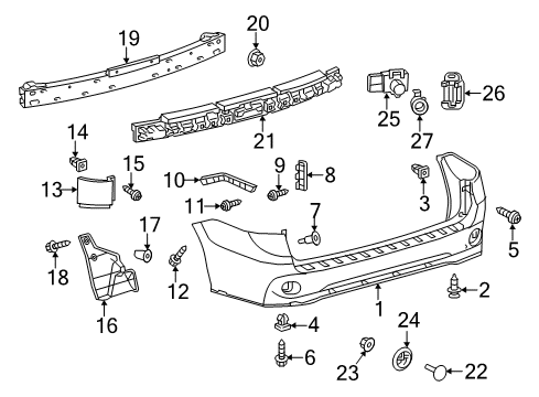 2011 Toyota Sienna Sensor, Ultrasonic, Black, Rear Diagram for 89341-48010-C2