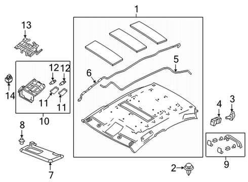 2020 Toyota Yaris Interior Trim - Roof Diagram 1 - Thumbnail