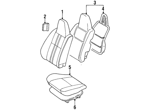 1996 Toyota Tercel Seat Back Cover, Blue Gray, Driver Side Diagram for 71074-1G070-B0