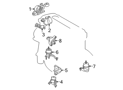 2011 Toyota Camry Engine & Trans Mounting Diagram 1 - Thumbnail