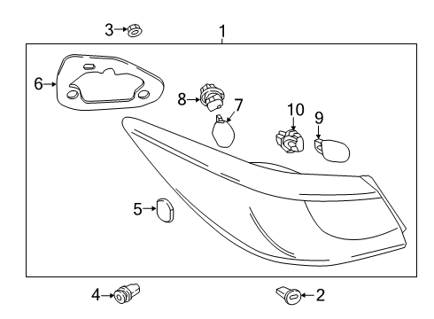 2020 Toyota Yaris Signal Lamp Bulb Socket, Rear Diagram for 90118-WB015