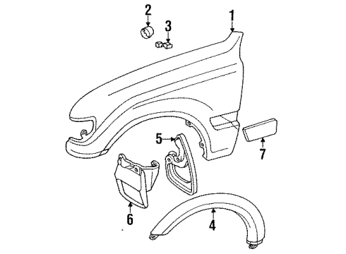 1992 Toyota Land Cruiser Fender & Components Diagram