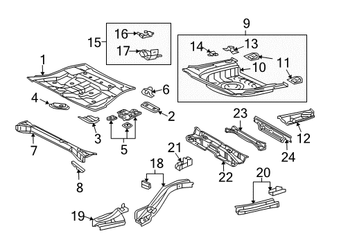 2005 Toyota Avalon Rear Body - Floor & Rails Diagram