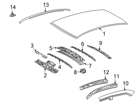2012 Toyota Corolla Roof & Components, Exterior Trim, Body Diagram 2 - Thumbnail