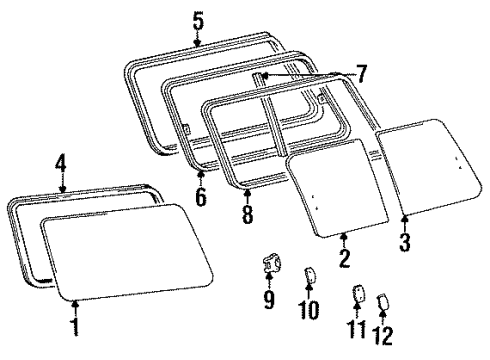 1992 Toyota Land Cruiser Glass & Hardware - Quarter Panel Diagram