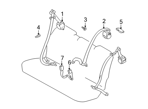 2002 Toyota Highlander Second Row Seat Belts Diagram