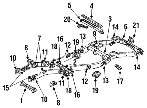 1992 Toyota Land Cruiser Crossmembers & Components Diagram