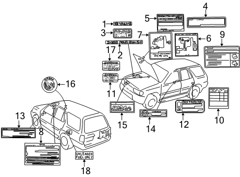 1996 Toyota 4Runner Information Labels Diagram