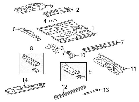 2012 Toyota Camry Pillars, Rocker & Floor - Floor & Rails Diagram 2 - Thumbnail