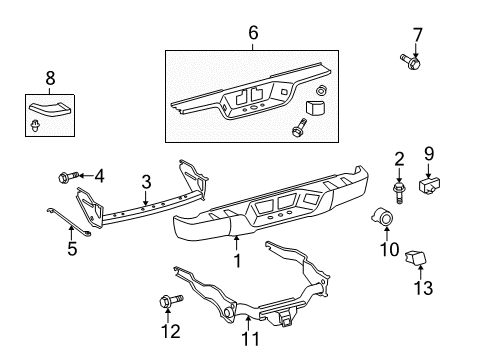 2008 Toyota Tundra Parking Sensor Retainer, Black, Rear Center Diagram for 89348-33030-C0