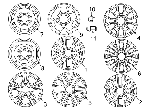 2022 Toyota Tacoma Wheel Nut Diagram for 90942-A1005