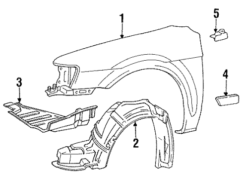 1993 Toyota Tercel Fender & Components, Exterior Trim Diagram