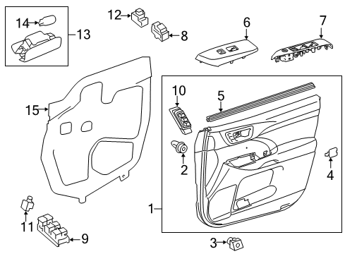 2017 Toyota Highlander Interior Trim - Front Door Diagram
