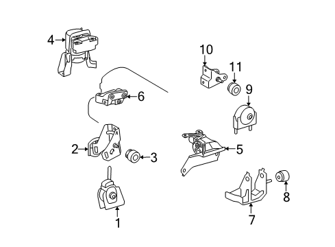 2011 Toyota Matrix Engine & Trans Mounting Diagram 4 - Thumbnail