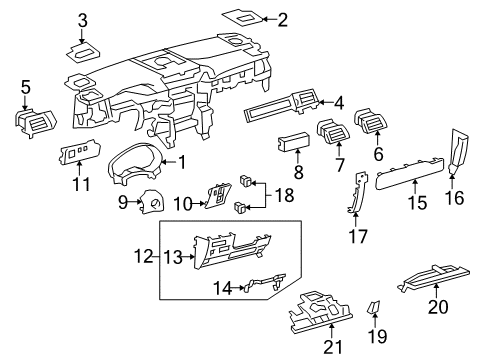Cover, Instrument, Lower Driver Side Diagram for 55459-35010-C0