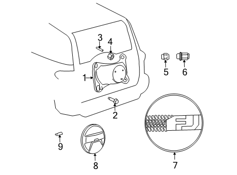 2013 Toyota FJ Cruiser Carrier & Components - Spare Tire Diagram