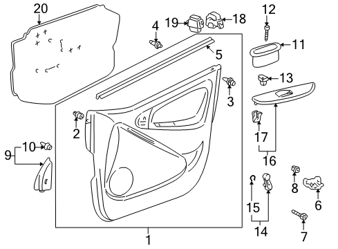 2004 Toyota Echo Interior Trim - Door Diagram