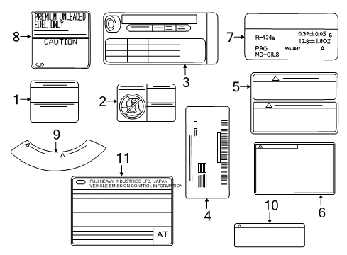 2016 Scion FR-S Information Labels Diagram