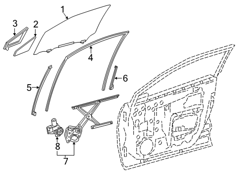 2018 Toyota C-HR Front Door - Glass & Hardware Diagram