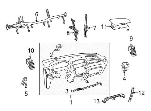 2007 Toyota Highlander Cluster & Switches, Instrument Panel Diagram 2 - Thumbnail