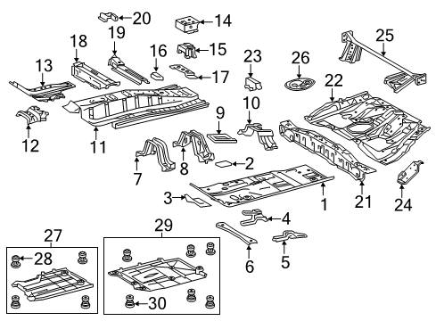 2018 Toyota Corolla iM Pillars, Rocker & Floor - Floor & Rails Diagram