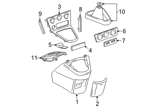 2005 Toyota Matrix Center Console, Front Console Diagram 2 - Thumbnail