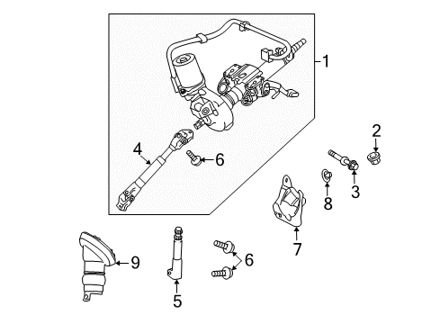 2012 Toyota Prius Plug-In Steering Column & Wheel, Steering Gear & Linkage Diagram 2 - Thumbnail