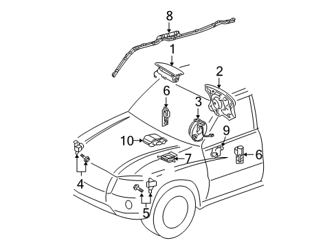 2004 Toyota Highlander Air Bag Components Diagram