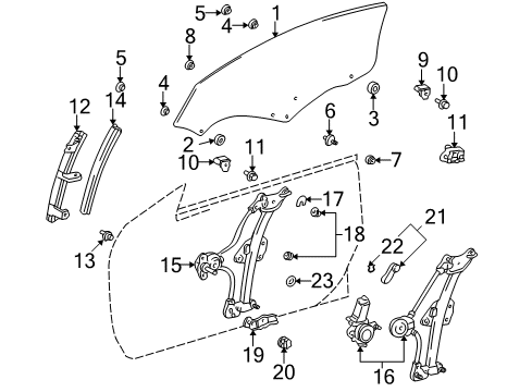2004 Toyota Celica Glass - Door Diagram