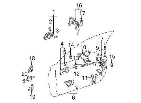2000 Toyota Solara Lock & Hardware Diagram