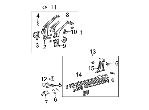 2008 Toyota Solara Hinge Pillar, Rocker Diagram 1 - Thumbnail