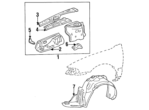 1993 Toyota Corolla Structural Components & Rails Diagram
