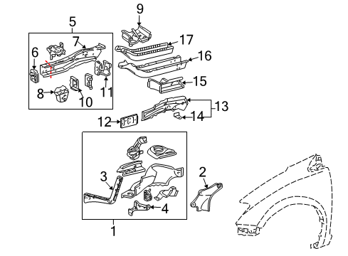 2004 Toyota Sienna Structural Components & Rails Diagram