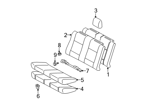 2004 Toyota Solara Rear Seat Components Diagram 1 - Thumbnail