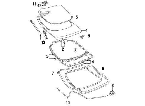 1993 Toyota Celica Gate & Hardware Diagram