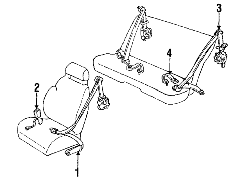 1992 Toyota Celica Belt & Retractor, Outer Passenger Side Diagram for 73360-20320-03