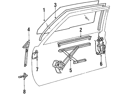 1988 Toyota Corolla Regulator, Passenger Side Diagram for 69810-12270