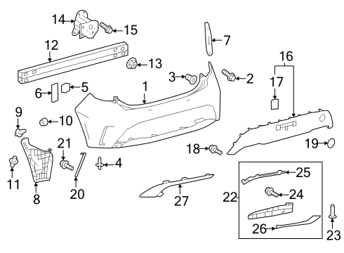 2022 Toyota Corolla Bumper & Components - Rear Diagram 2 - Thumbnail