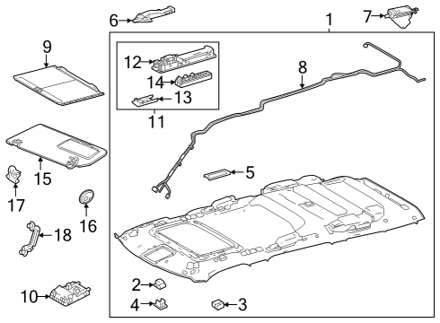 2024 Toyota Sequoia Sunshade, Gray Diagram for 63306-0C050-B0